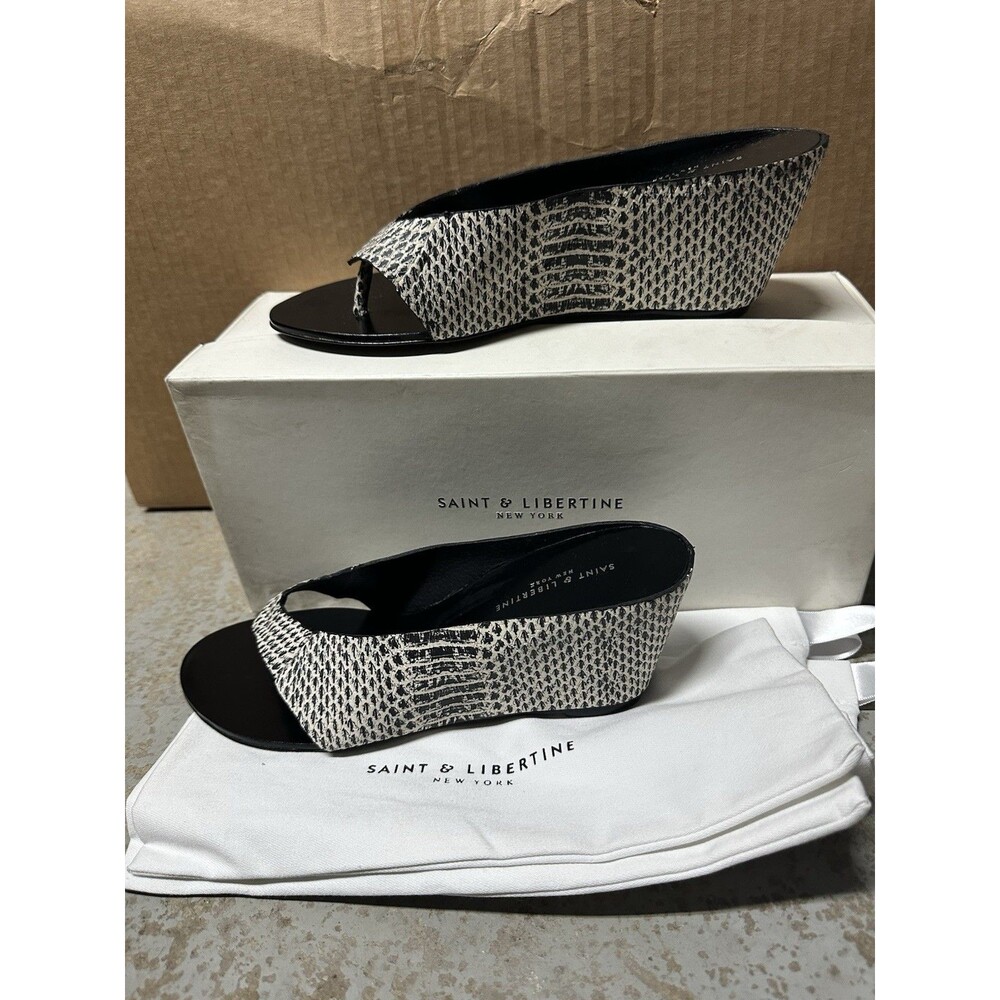 SAINT & LIBERTINE Prince Black Matte Snake Print Sandals Size 9.5 US $395